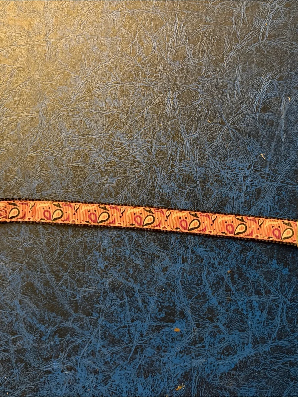 Pink Paisley Dog Collar with Silver Metal Buckle